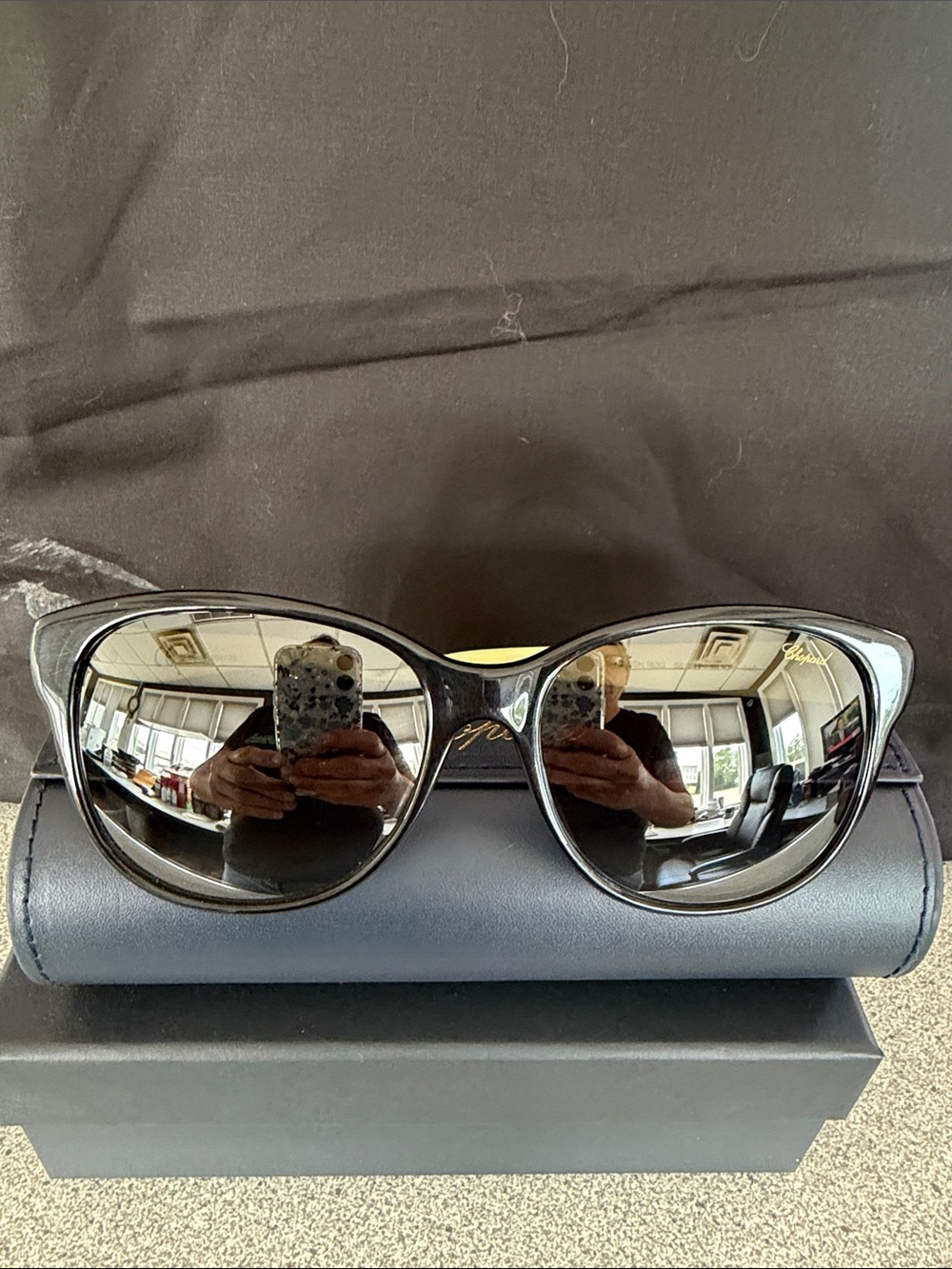 Chopard Black Cat-Eye Sunglasses with Dark lenses